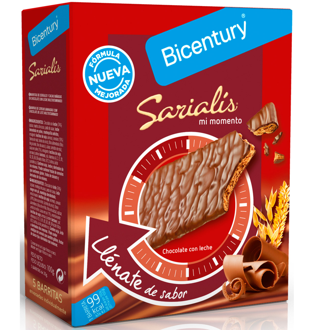 Comprar BARRITAS SARIALIS BICENTURY CHOCOLATE CON LECHE 100 G