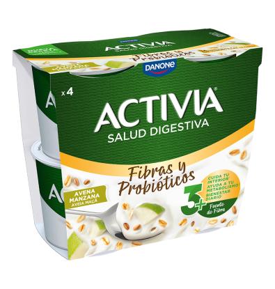 ACTIVIA FIBRA DANONE AVENA NUEZ MANZANA 4 UNIDADES