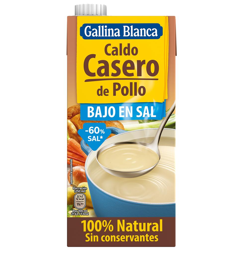 Comprar CALDO GALLINA BLANCA CASERO DE POLLO BAJO EN SAL 1 L | Caldos,  sopas y preparados en Condisline