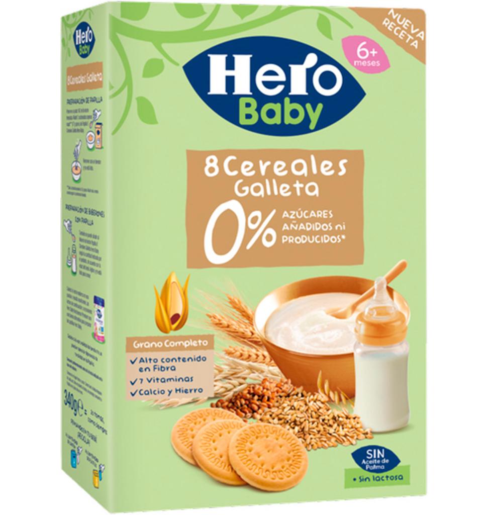 Hero Baby Papilla de 8 cereales con sabor a vainilla para bebés de + de 6  meses 340 g