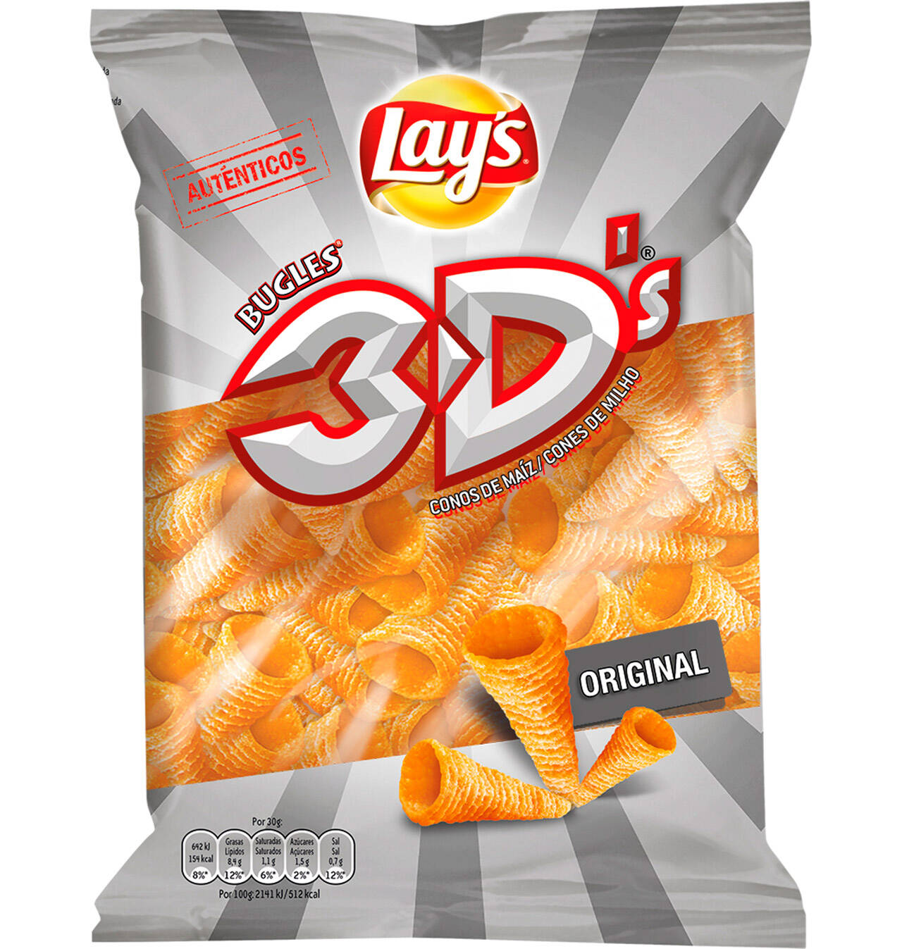 Comprar BUGLES 3D APERITIVO DE MAIZ FRITO SABOR QUESO Y BACON 85G