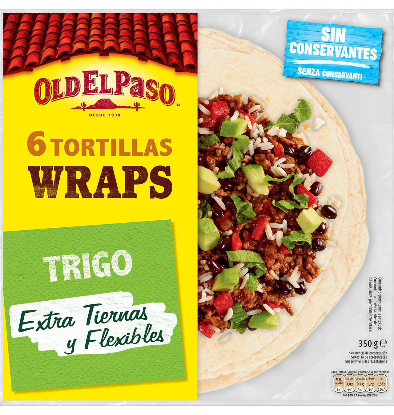 Comprar TORTILLAS OLD EL PASO WRAPS 6 UNIDADES 350 G Platos Preparados En Condisline