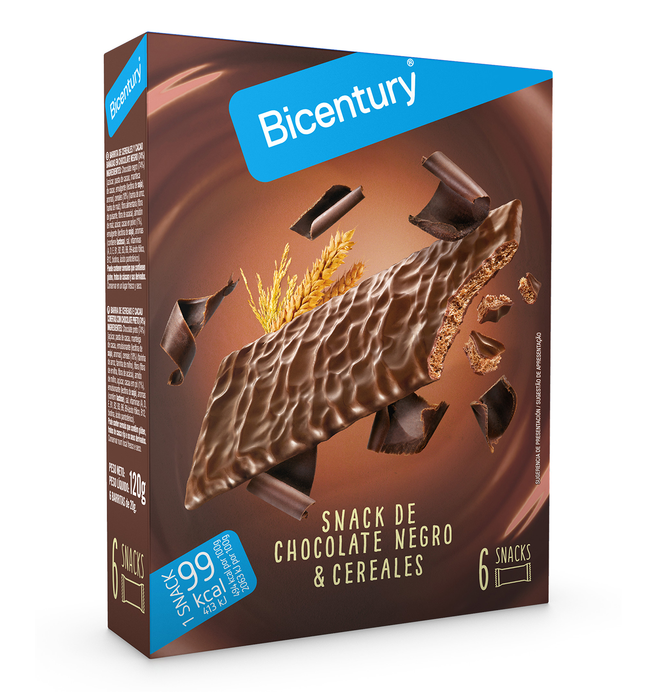 Comprar SNACK BICENTURY CHOCOLATE NEGRO 120 G | Dietéticos En Condisline