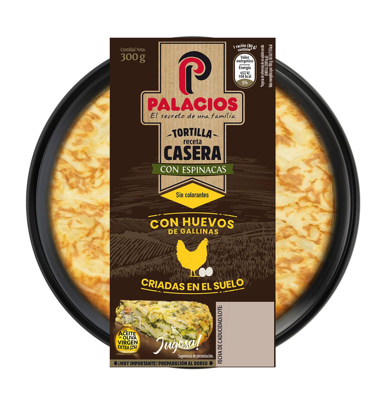 Comprar TORTILLA DE PATATAS PALACIOS CON ESPINACAS 300 G Platos