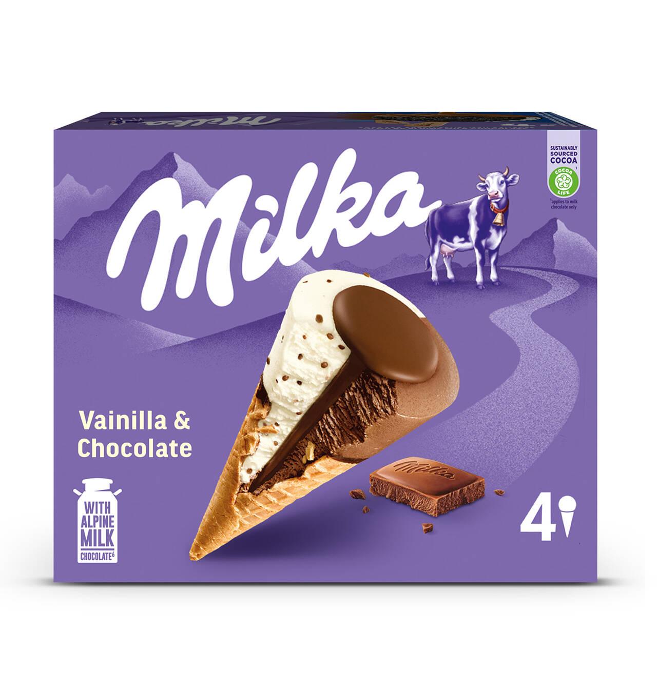 Comprar HELADO MILKA CONO VAINILLA CHOCOLATE 8 UNIDADES Helados en
