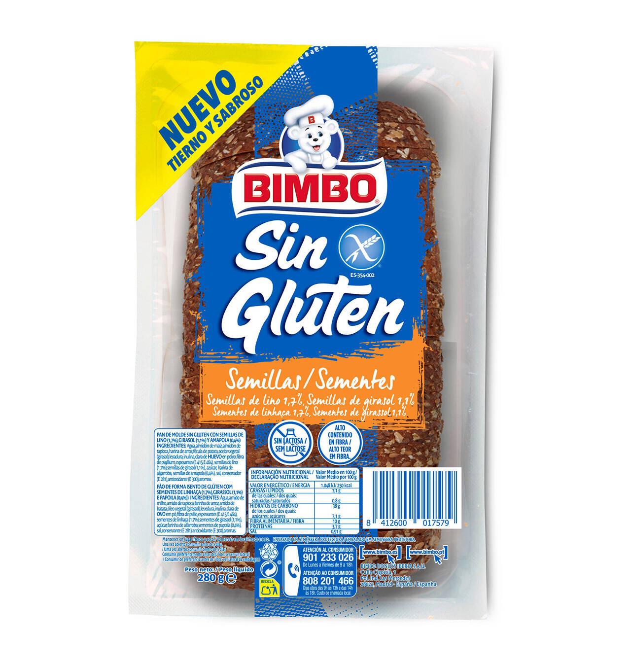 Comprar PAN SEMILLA BIMBO SIN GLUTEN 280 G Panes, harinas y masas en Condisline