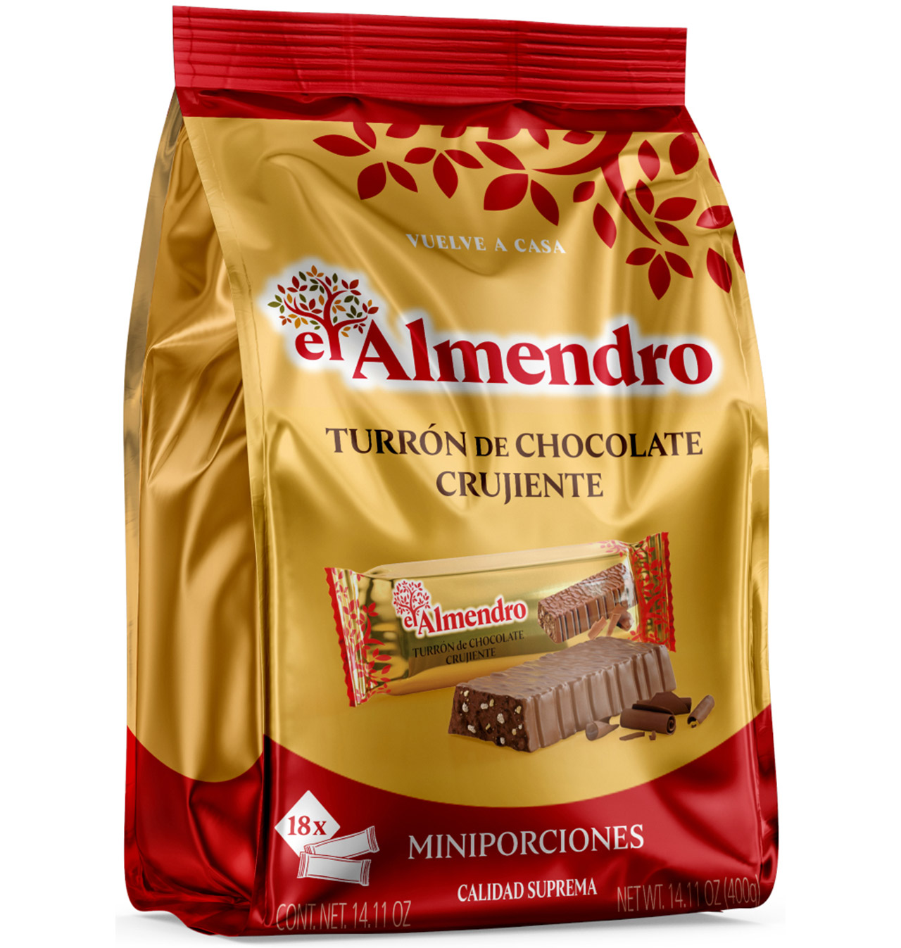 Comprar TURRON EN PORCIONES EL ALMENDRO CHOCOLATE CLASICO 400 G ...