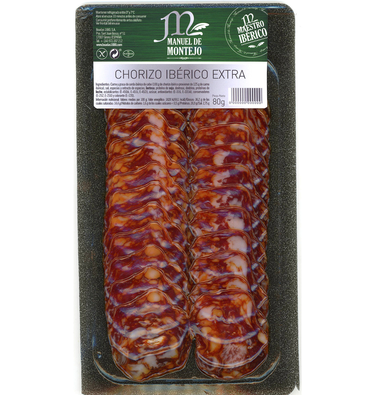 Comprar XORIÇO MANUEL DE MONTEJO IBÈRIC EXTRA 80 G | XORIÇO MANUEL DE