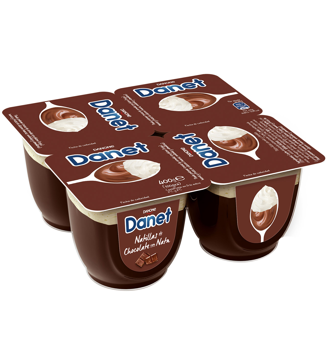 Comprar NATILLAS DANONE DANET DOBLE PLACER CHOCOLATE Y NATA 4 UNIDADES ...