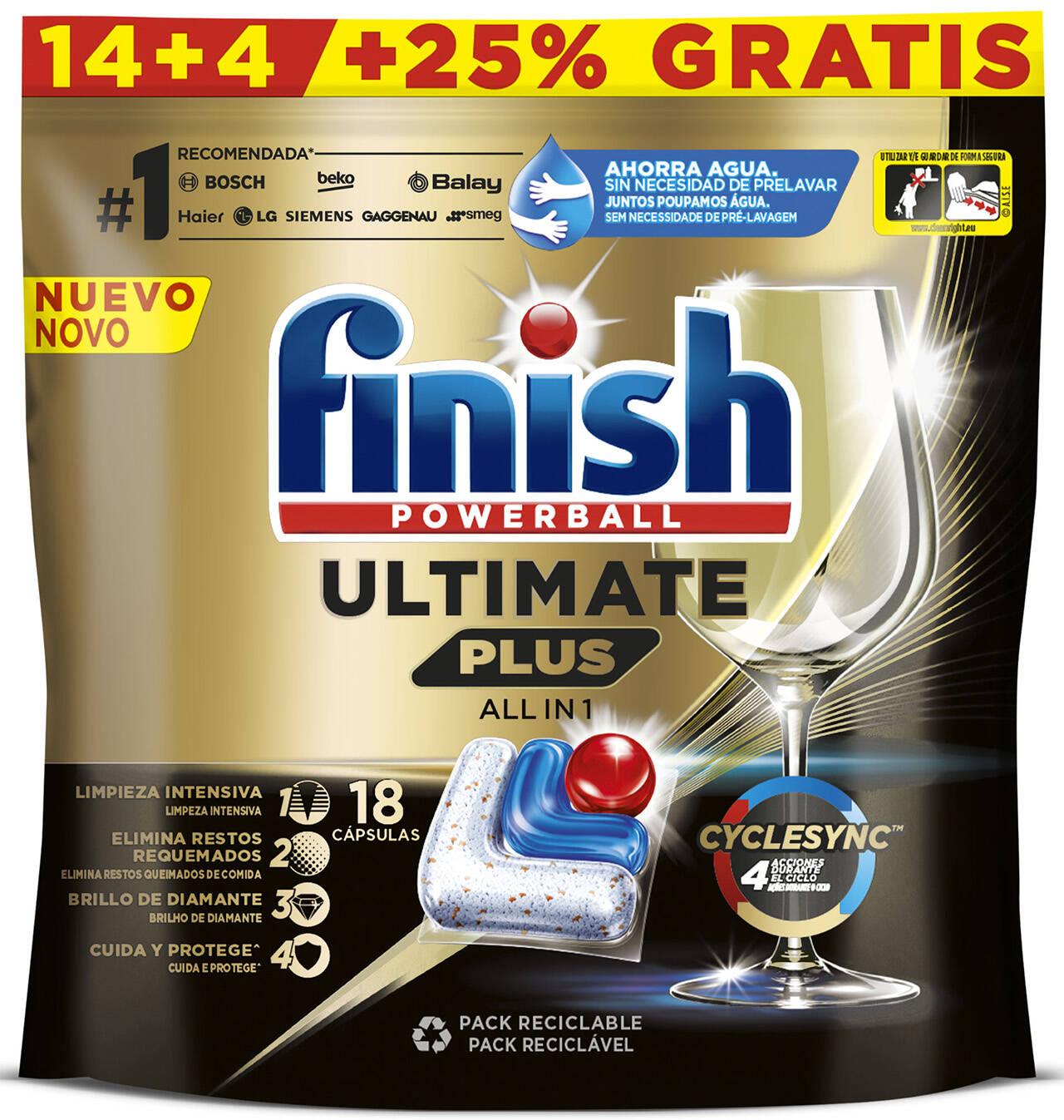 Comprar LAVAVAJILLAS FINISH ULTIMATE P.14+4 18 UNIDADES LAVAVAJILLAS