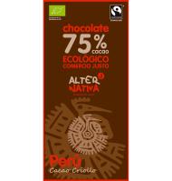 CHOCOLATE ECO ALTERNATIVA 75% CACAO PERÚ 80 G