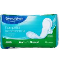COMPRESA SECRETISIM INCONTINENCIA NORMAL 12 UNIDADES