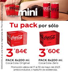 Coca-Cola pack 6 minilatas de 200 ml. en promoción