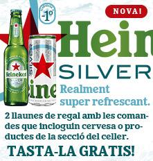 2 llaunes de 33 cl. de Heineken Silver amb les comandes que incloguin Cerveses o productes de la secció de Celler