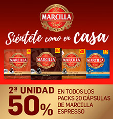 50 pcto. en la 2a unidad en las cápsulas de cafè Marcilla 20 unidades