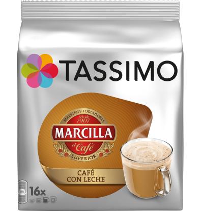 CAFÉ CÁPSULAS TASSIMO MARCILLA CAFÉ CON LECHE 16 UNIDADES