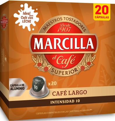 CÁPSULAS MARCILLA CAFÉ LARGO  NESPRESO 20 UNIDADES