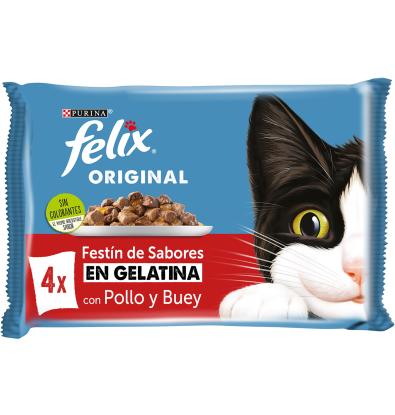 MENJAR GAT FELIX CARN GELATINA 4 X 85 G