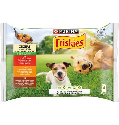 COM.PERRO FRISKIES EN GELATINA 4X85 G