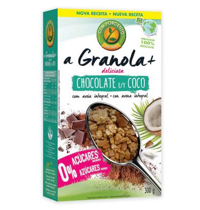 GRANOLA CEM PORCENTO CHOCO Y COCO SIN AZÚCAR 350 G