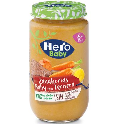 Pack 12 uds. Hero Potito De Zanahoria Y Arroz tarro alimento infantil bebé  - 235 gr.