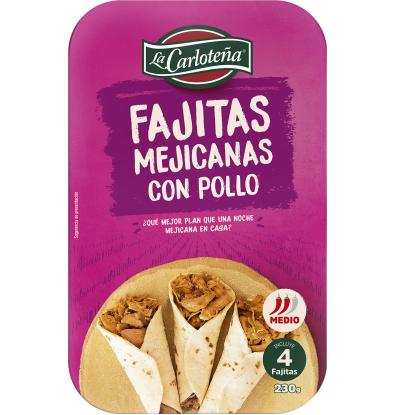 FAJITA  MEXICANA CARLOTEÑA POLLASTRE 4 UNITATS 230 G