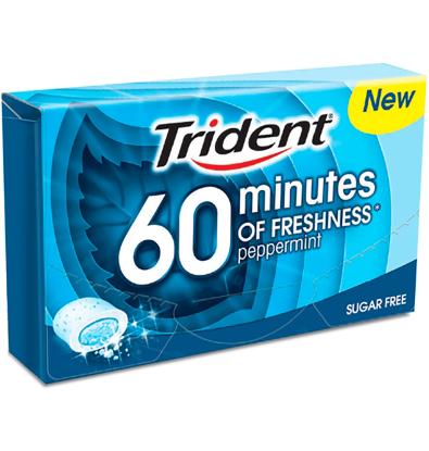 CHICLE TRIDENT +60 MENTA 1 PAQUETE