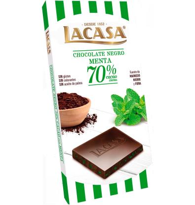 CHOCOLATE NEGRO 70% LACASA CON MENTA 100 G