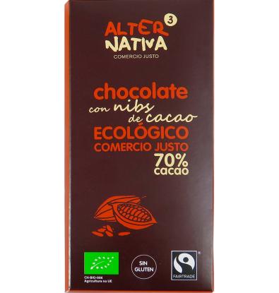 CHOCOLATE ECO ALTERNATIVA 70% CON NIBS DE CACAO 80 G