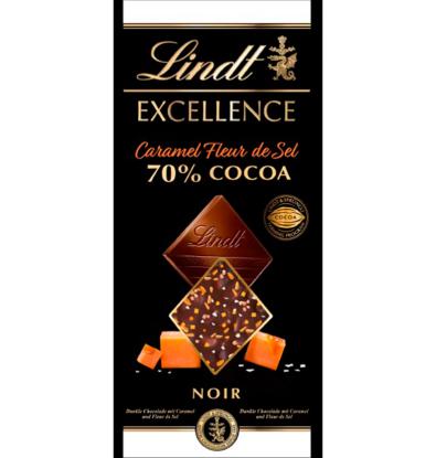 CHOCOLATE EXCELLENT LINDT 70% CACAO CARAMELO Y SAL 100 G