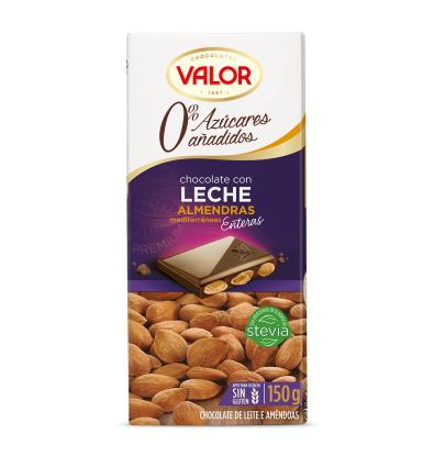 CHOCOLATE CON  LECHE VALOR ALMENDRA 0% AZÚCAR 150 G