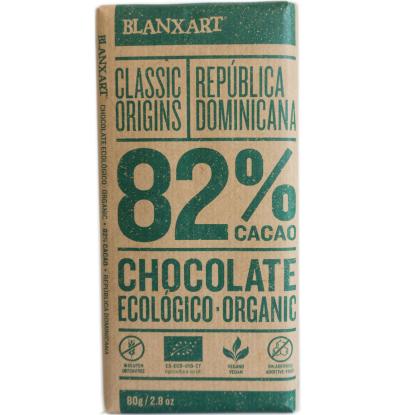CHOCOLATE ECOLÓGICO BLANXART 82% REPÚBLICA DOMINICANA 80 G