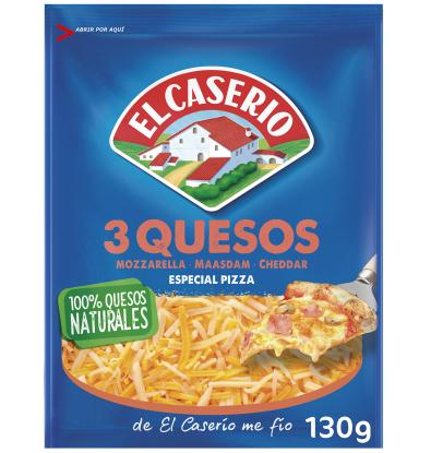 QUESO EL CASERÍO ESPECIAL PIZZA 3 QUESOS RALLADO 130 G