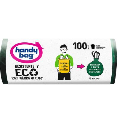 SACO BASURA HANDY BAG RECICLADO 100L 8 UNIDADES