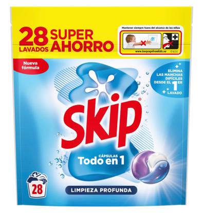 DETERGENT CAPS SKIP NETEJA PROFUNDA 28 DOSIS