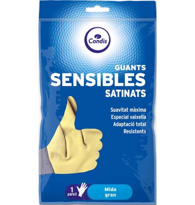 GUANTES GOMA CONDIS SENSIBLES SATINADOS GRANDES 1 PAR
