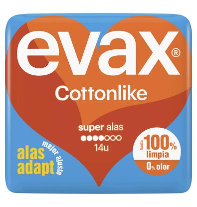 COMPRESAS EVAX COTTO ALAS SUPER 14 UNIDADES