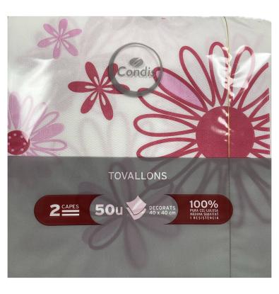 SERVILLETAS CONDIS BLANCAS DECORADAS 40X40 50 UNIDADES