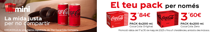 Coca-Cola pack 6 minillaunes de 200 ml. en promoció