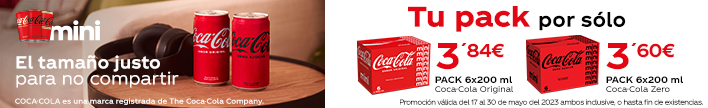 Coca-Cola pack 6 minilatas de 200 ml. en promoción