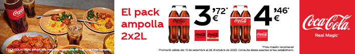 Coca-Cola 2 litres pack 2 unitats en promoció