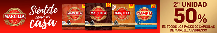 50 pcto. en la 2a unidad en las cápsulas de cafè Marcilla 20 unidades